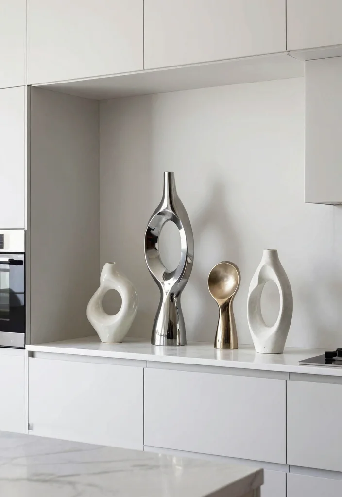 15 Above Cabinet Decor Kitchen Modern Ideas That Shine - 13. Contemporary Sculptures 1
