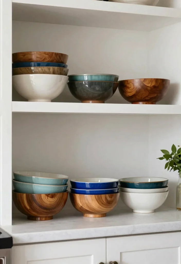 15 Above Cabinet Decor Kitchen Modern Ideas That Shine - 4. Decorative Bowls 1