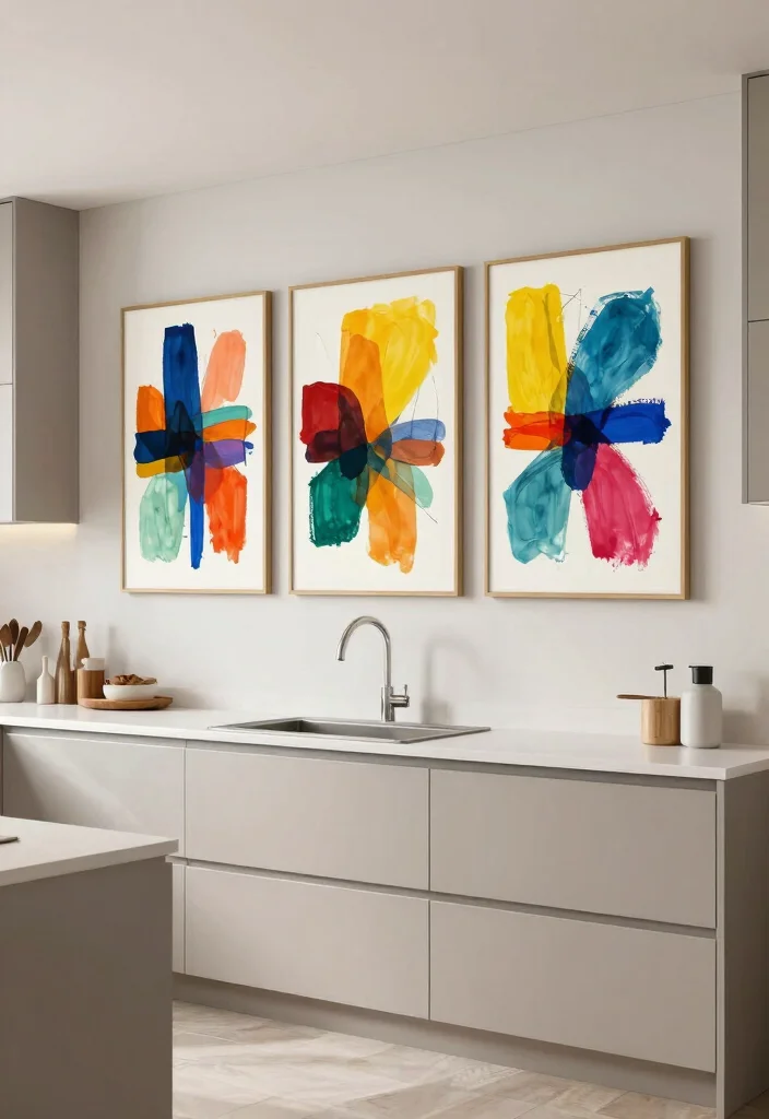 15 Above Cabinet Decor Kitchen Modern Ideas That Shine - 6. Artful Canvas Prints 1