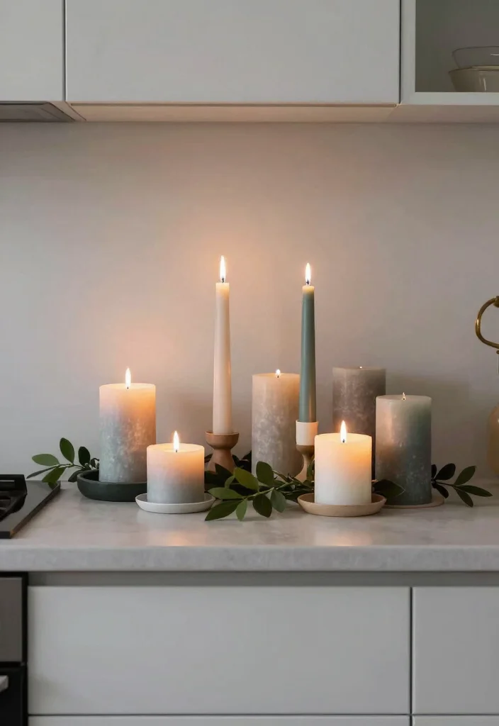 15 Above Cabinet Decor Kitchen Modern Ideas That Shine - 8. Chic Candle Arrangements 1