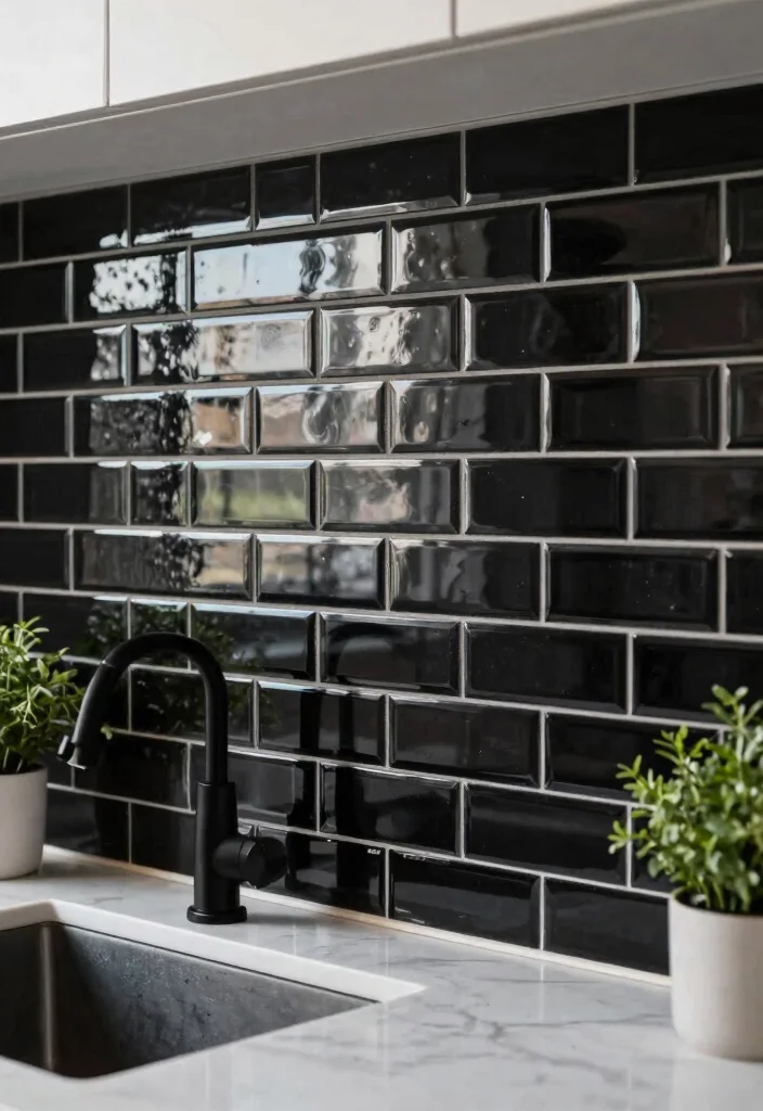 15 Black Kitchen Floor Tiles Ideas With Sleek Finish 1 15 Black Kitchen Floor Tiles Ideas With Sleek Finish - 1. Glossy Black Subway Tiles 1