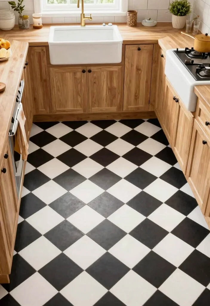 15 Black Kitchen Floor Tiles Ideas With Sleek Finish 10 15 Black Kitchen Floor Tiles Ideas With Sleek Finish - 10. Black and White Checkerboard Tiles 1