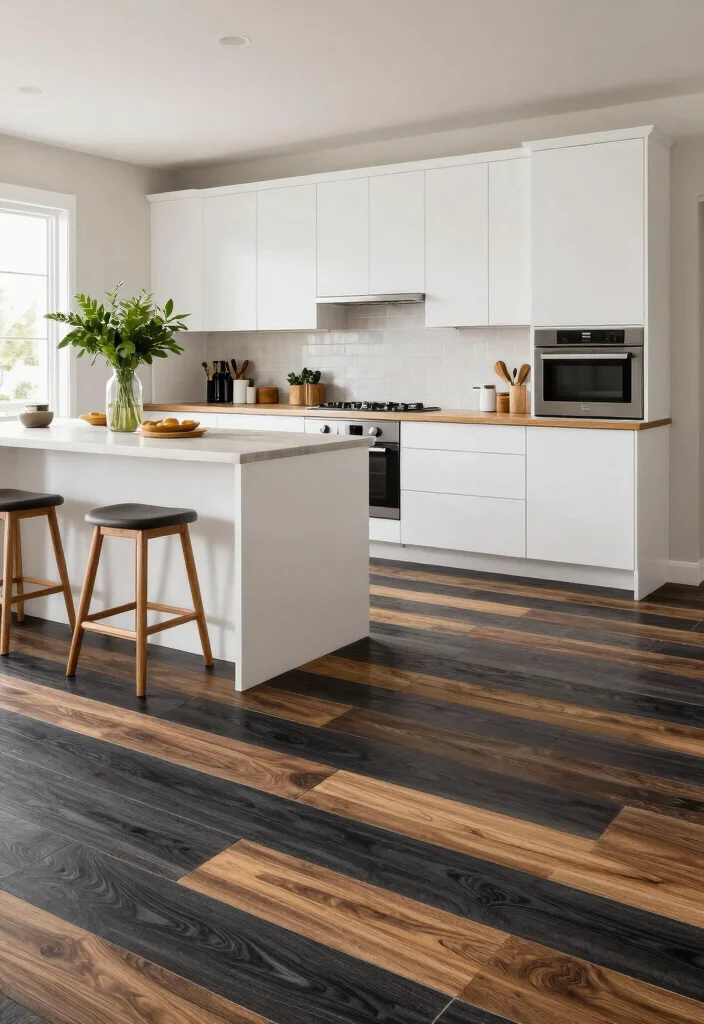 15 Black Kitchen Floor Tiles Ideas With Sleek Finish 11 15 Black Kitchen Floor Tiles Ideas With Sleek Finish - 11. Black Wood-look Tiles 1