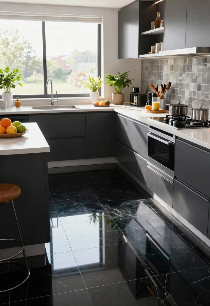 15 Black Kitchen Floor Tiles Ideas With Sleek Finish 12 15 Black Kitchen Floor Tiles Ideas With Sleek Finish - 12. Black Glass Tiles 1