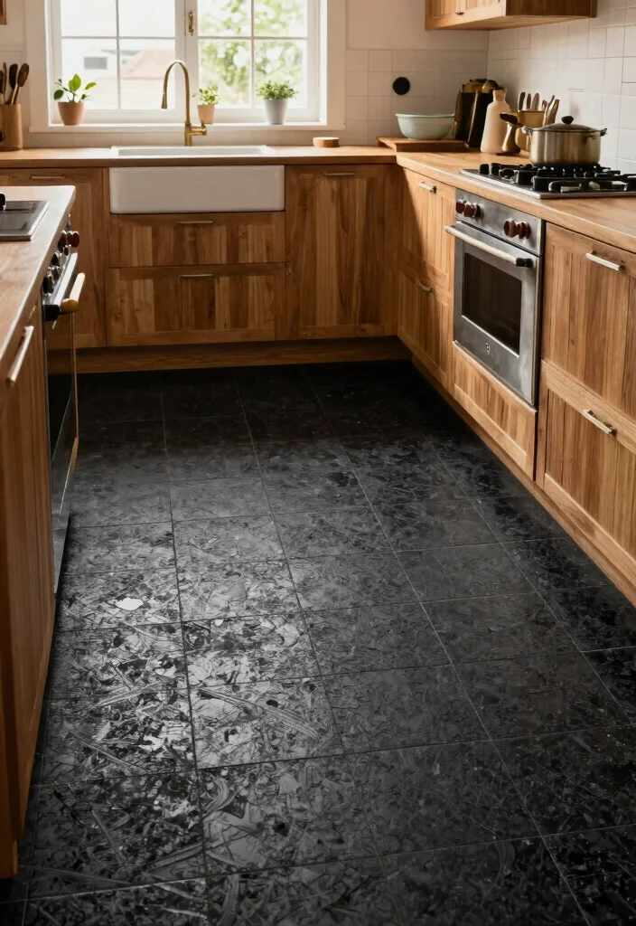 15 Black Kitchen Floor Tiles Ideas With Sleek Finish 13 15 Black Kitchen Floor Tiles Ideas With Sleek Finish - 13. Black Cork Tiles 1