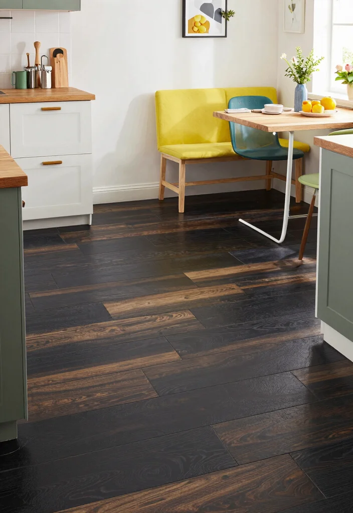 15 Black Kitchen Floor Tiles Ideas With Sleek Finish 6 15 Black Kitchen Floor Tiles Ideas With Sleek Finish - 6. Black Vinyl Tiles 1