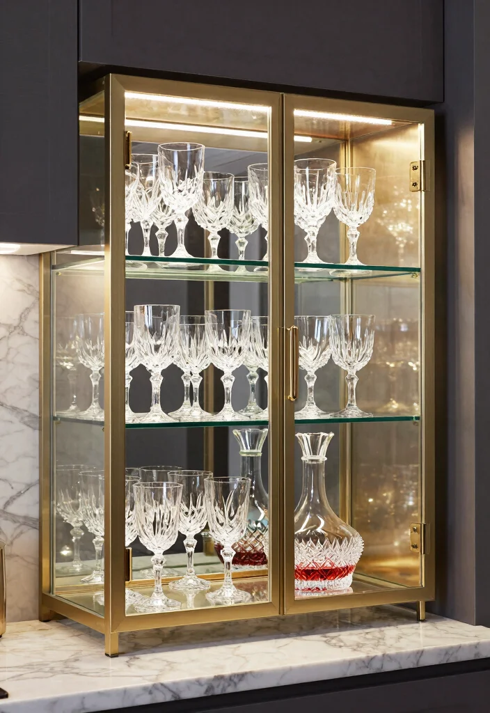 15 Glass Kitchen Cabinets Decor Ideas With Elegant Touch - 2. Incorporate Elegant Glassware 1