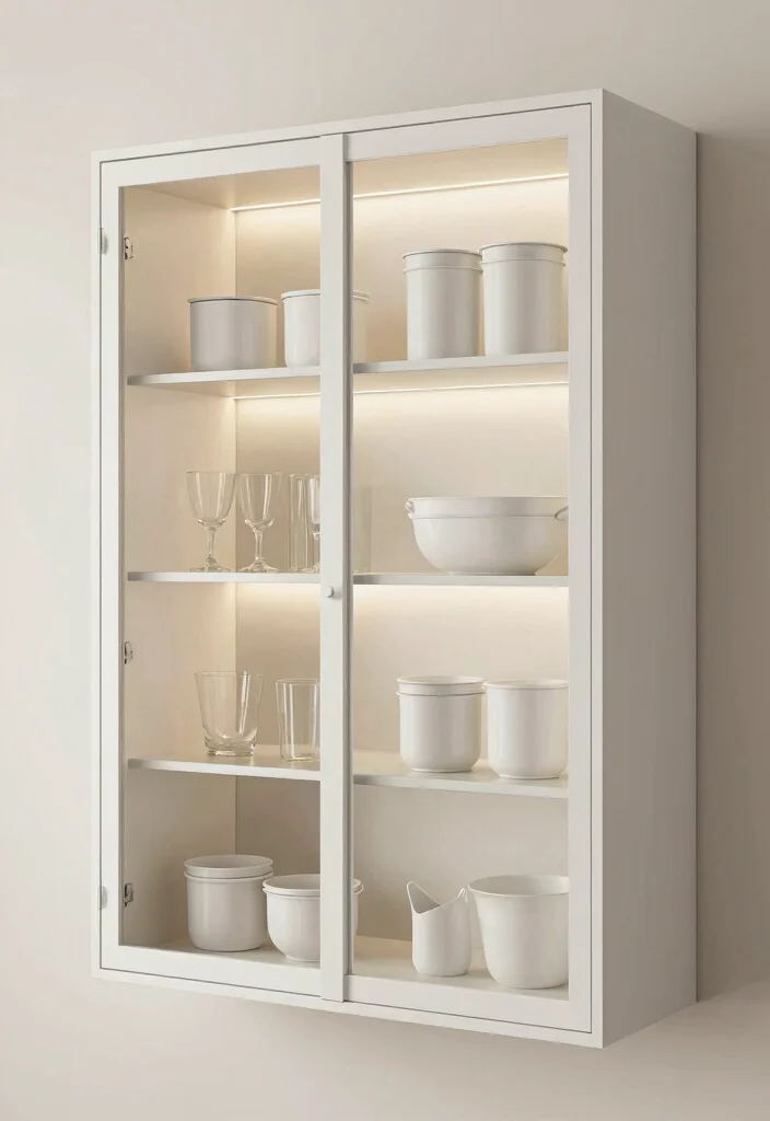 15 Glass Kitchen Cabinets Decor Ideas With Elegant Touch - 7. Minimalist Mono-Color Style 1