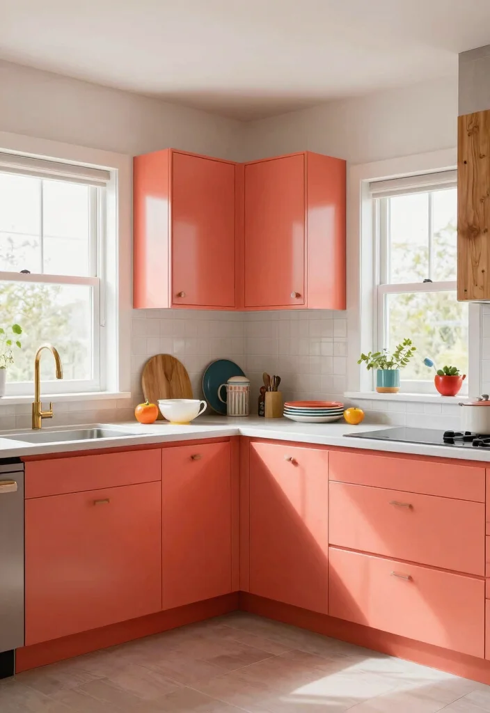 15 Kitchen Cabinets Colors 2026 Trending Ideas That Transform Your Space 12 15 Kitchen Cabinets Colors 2026 Trending Ideas That Transform Your Space - 12. Bright Coral Shades 1