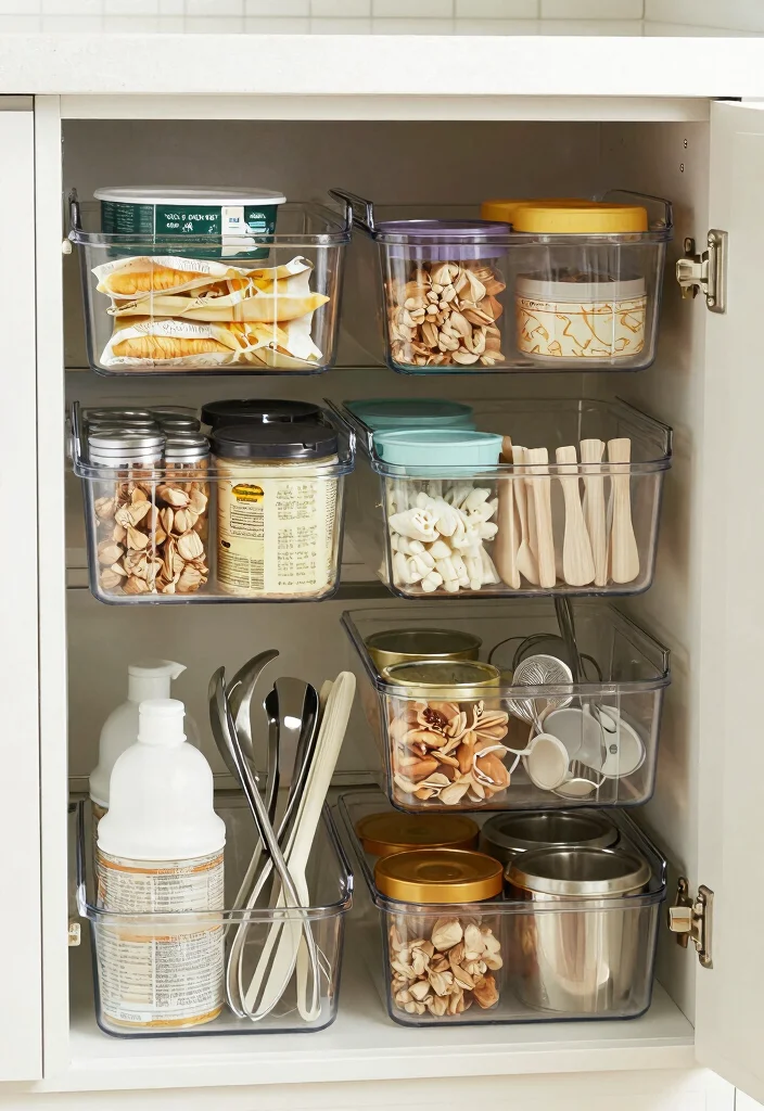 15 Kitchen Cabinets Inside Ideas That Improve Organization - 14. Clear Organizers for Cabinets 1