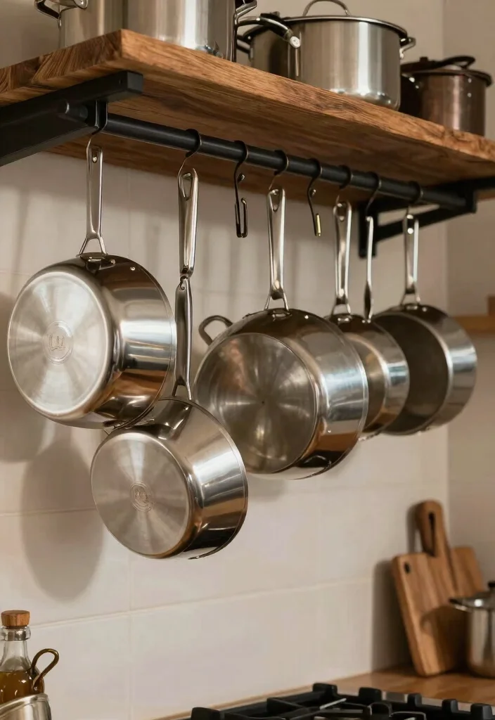 15 Kitchen Cabinets Inside Ideas That Improve Organization - 9. Overhead Pot Racks 1