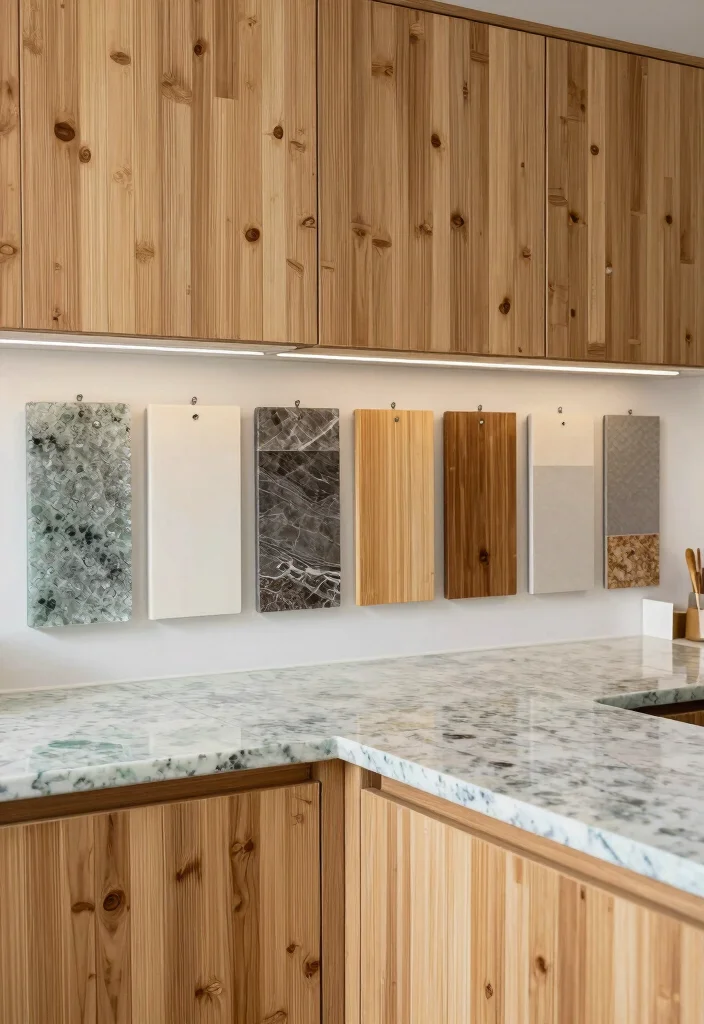 15 Kitchen Cabinets Showroom Ideas With Inspiring Displays - 12. Eco-Friendly Countertop Pairings 1