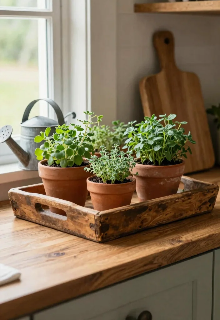 15 Kitchen Tray Decor Countertops Ideas With Styled Layers 1 15 Kitchen Tray Decor Countertops Ideas With Styled Layers - 1. Rustic Wooden Tray with Greenery 1