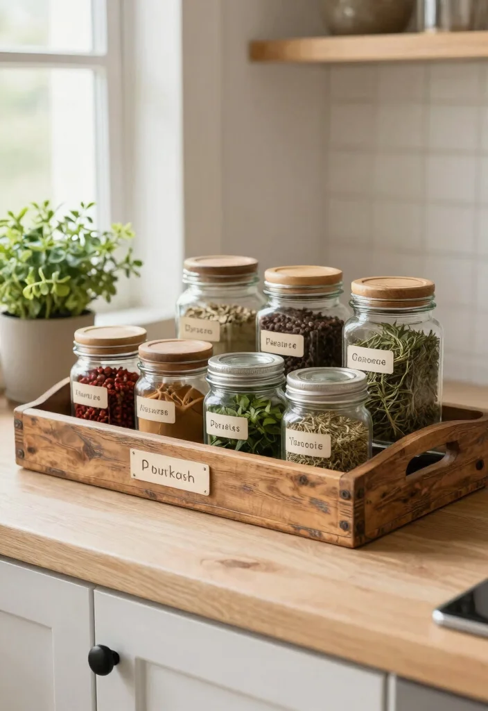 15 Kitchen Tray Decor Countertops Ideas With Styled Layers 13 15 Kitchen Tray Decor Countertops Ideas With Styled Layers - 13. Farmhouse Style Apothecary Tray 1