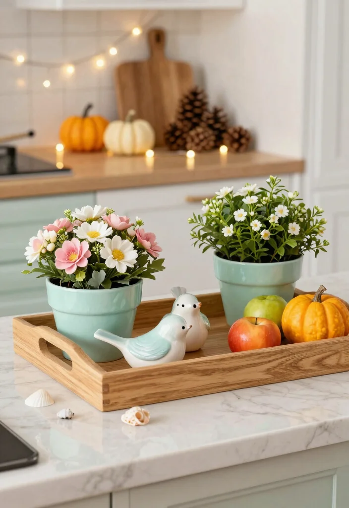 15 Kitchen Tray Decor Countertops Ideas With Styled Layers 6 15 Kitchen Tray Decor Countertops Ideas With Styled Layers - 6. Themed Seasonal Decor 1