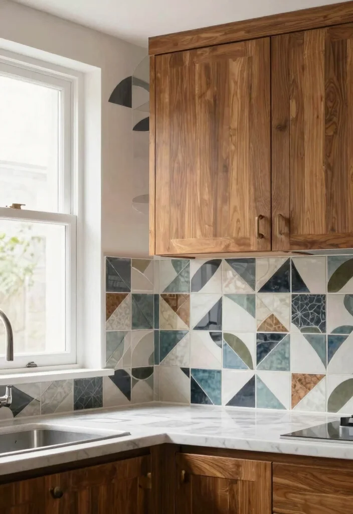 15 Kitchen Window Backsplash Ideas With Unique Charm - 10. Geometric Tiles 1