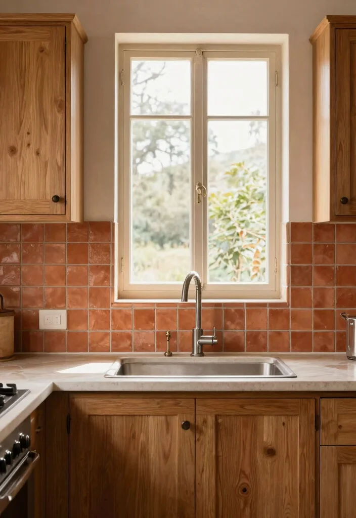 15 Kitchen Window Backsplash Ideas With Unique Charm - 14. Terra Cotta Tiles 1