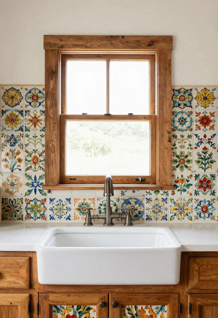 15 Kitchen Window Backsplash Ideas With Unique Charm - 3. Vintage Floral Tiles 1