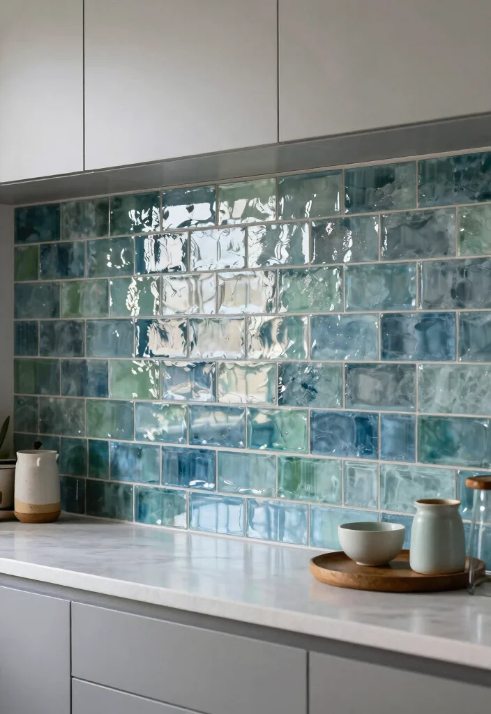 15 Kitchen Window Backsplash Ideas With Unique Charm - 4. Shimmering Glass Tiles 1