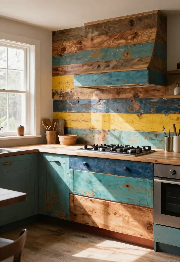 15 Kitchen Window Backsplash Ideas With Unique Charm - 7. Painted Wood Backsplash 1