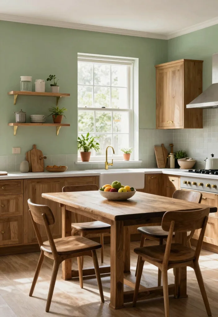 15 Light Green Kitchen Walls Ideas With Fresh Vibes - 2. Serene Sage 1