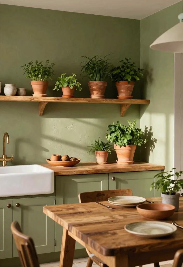 15 Light Green Kitchen Walls Ideas With Fresh Vibes - 4. Soft Olive 1