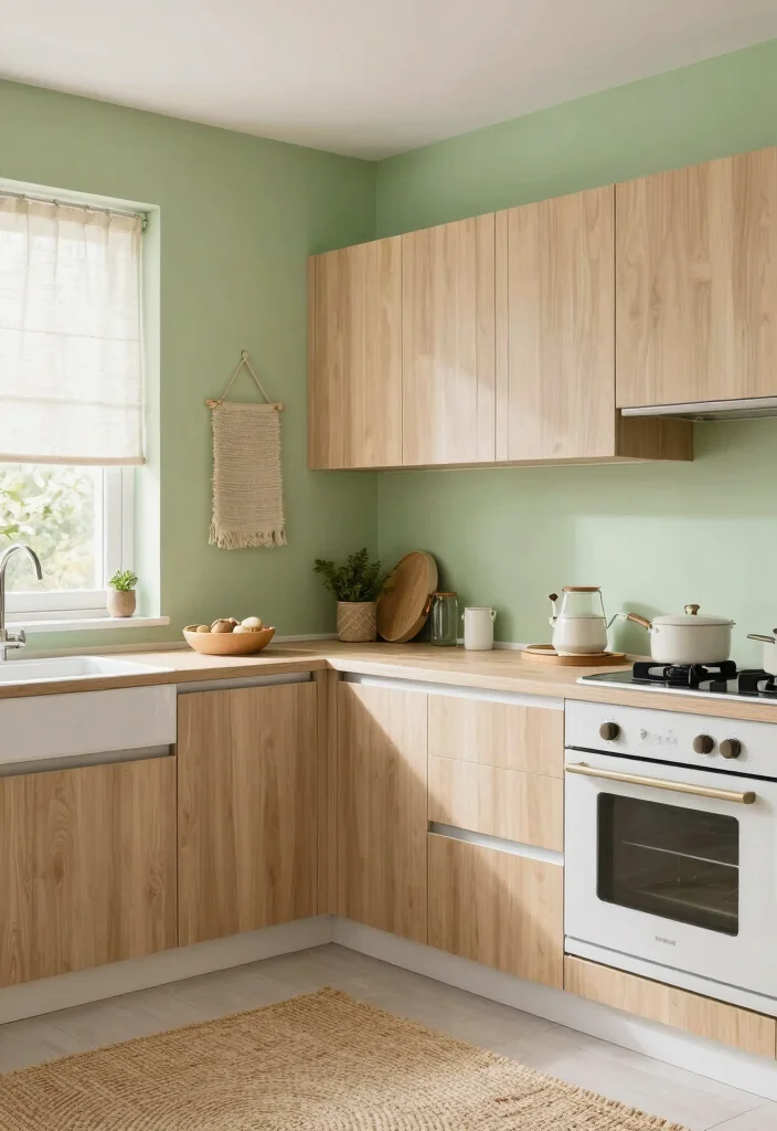 15 Light Green Kitchen Walls Ideas With Fresh Vibes - 9. Calming Pistachio 1