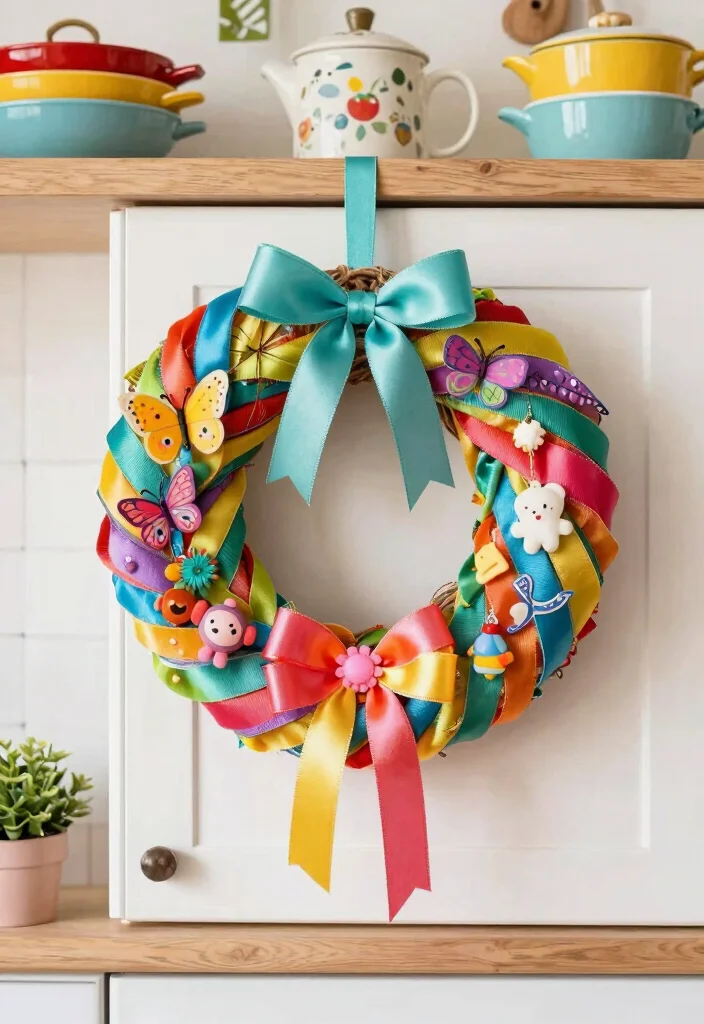 15 Mini Wreaths on Kitchen Cabinets Ideas With Festive Touch 8 15 Mini Wreaths on Kitchen Cabinets Ideas With Festive Touch - 8. Whimsical Theme Wreaths 1