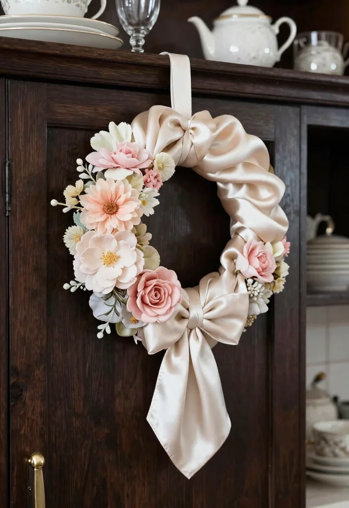 15 Mini Wreaths on Kitchen Cabinets Ideas With Festive Touch 9 15 Mini Wreaths on Kitchen Cabinets Ideas With Festive Touch - 9. Elegant Silk Wreaths 1
