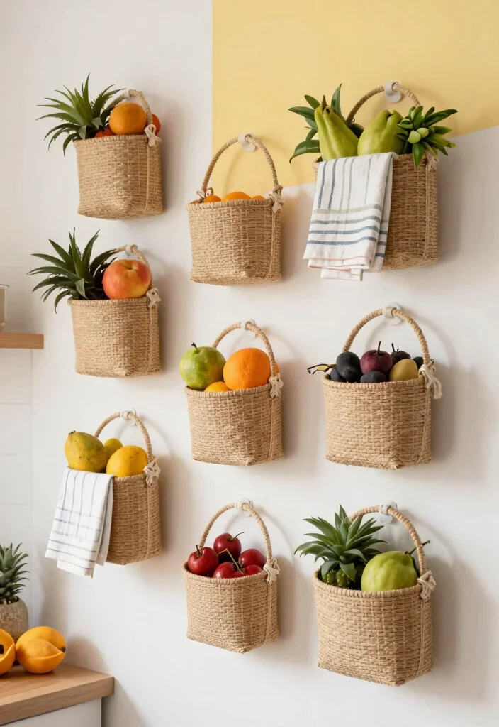 15 Smart Kitchen Storage Ideas That Maximize Function - 9. Wall-Mounted Storage Baskets 1