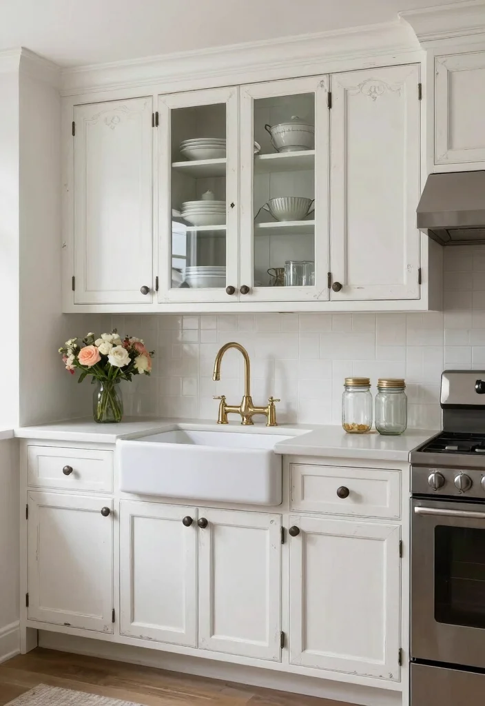 15 Wall of Cabinets Kitchen Ideas With Maximum Storage - 11. Vintage-Inspired Cabinets 1