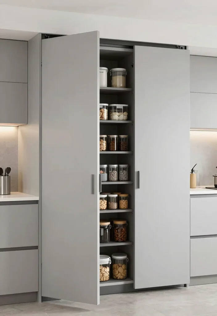 15 Wall of Cabinets Kitchen Ideas With Maximum Storage - 12. Sliding or Pocket Doors 1