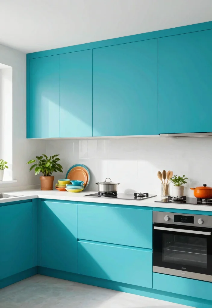 15 Wall of Cabinets Kitchen Ideas With Maximum Storage - 7. Colorful Cabinetry 1