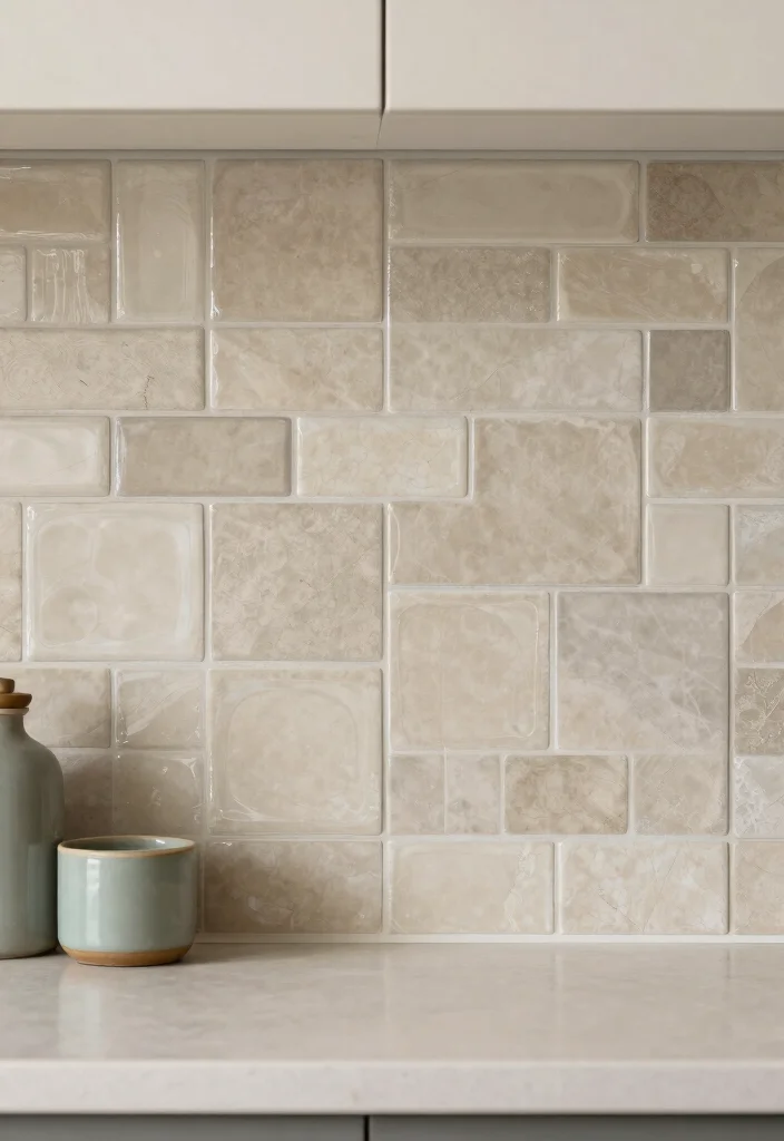 16 Beige Tile Kitchen Ideas With Soft Neutral Elegance 4 16 Beige Tile Kitchen Ideas With Soft Neutral Elegance - 4. Textured Beige Backsplash 1