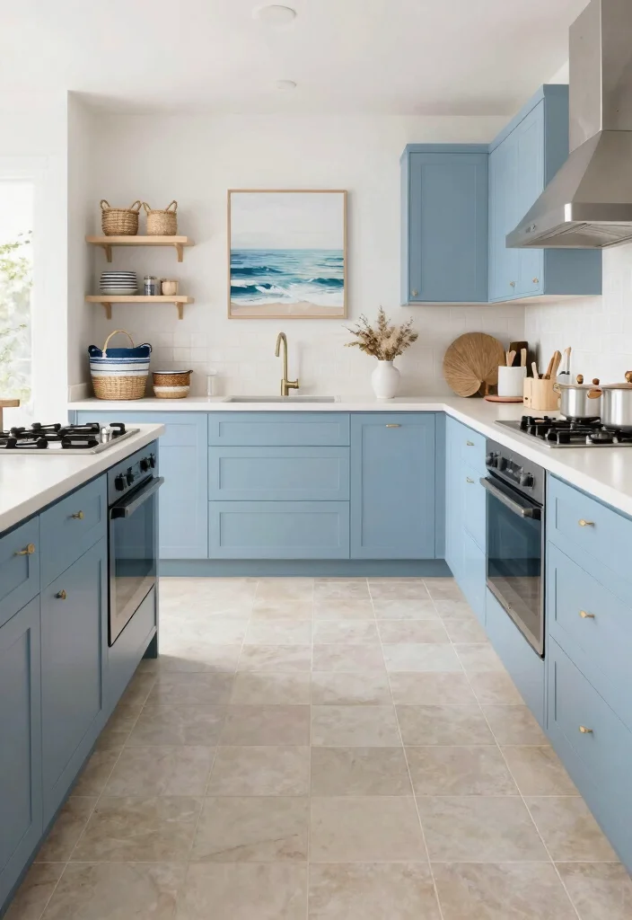 16 Beige Tile Kitchen Ideas With Soft Neutral Elegance 6 16 Beige Tile Kitchen Ideas With Soft Neutral Elegance - 6. Warm Beige and Soft Blue 1