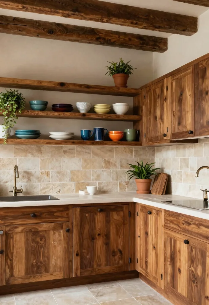 16 Beige Tile Kitchen Ideas With Soft Neutral Elegance 7 16 Beige Tile Kitchen Ideas With Soft Neutral Elegance - 7. Rustic Wood and Beige Harmony 1