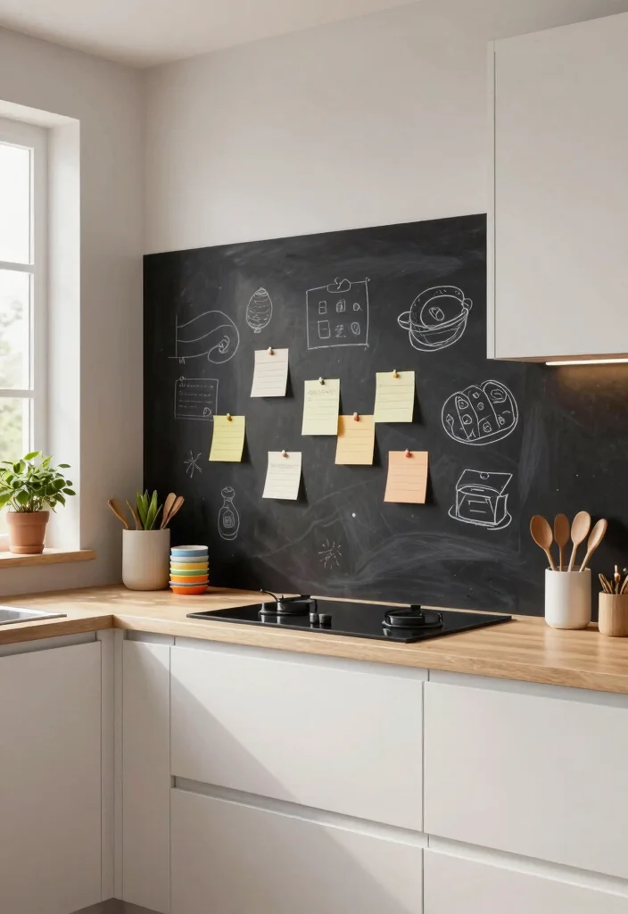 16 Black Backsplash Kitchen White Cabinets Ideas With Bold Edge - 14. Black Chalkboard Backsplash 1