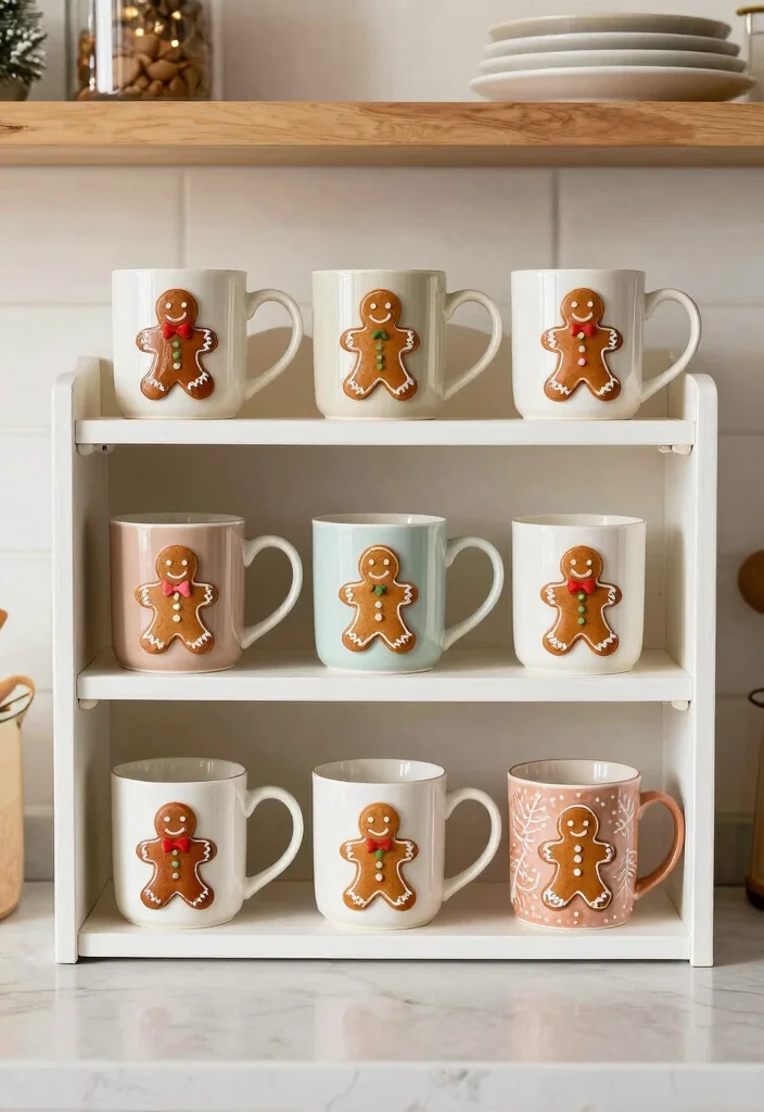 16 Gingerbread Kitchen Decor Ideas With Sweet Holiday Charm - 10. Gingerbread Mug Collection 1