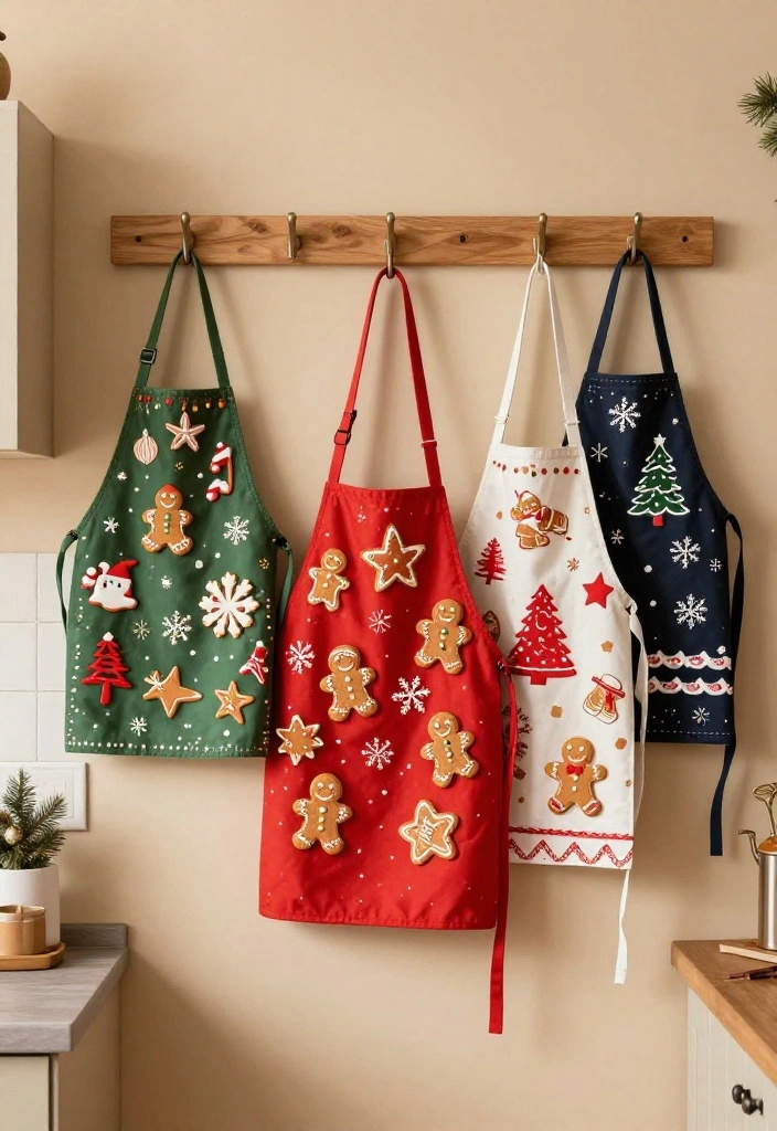 16 Gingerbread Kitchen Decor Ideas With Sweet Holiday Charm - 14. Gingerbread-Themed Aprons 1