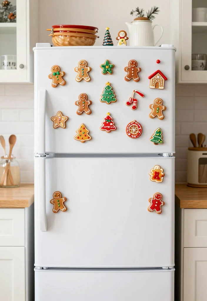 16 Gingerbread Kitchen Decor Ideas With Sweet Holiday Charm - 16. Gingerbread-Themed Refrigerator Magnets 1