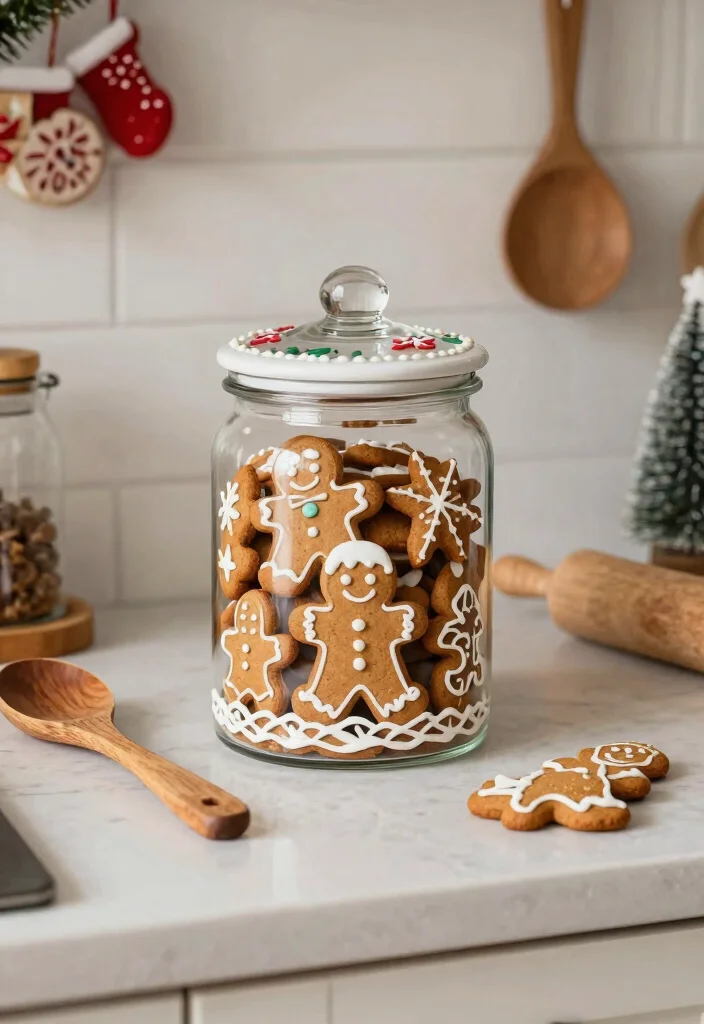 16 Gingerbread Kitchen Decor Ideas With Sweet Holiday Charm - 3. Gingerbread Cookie Jar Display 1