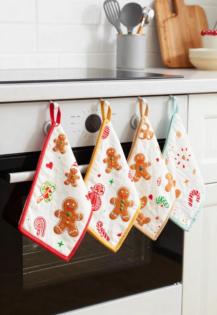 16 Gingerbread Kitchen Decor Ideas With Sweet Holiday Charm - 6. Gingerbread-Themed Dish Towels 1