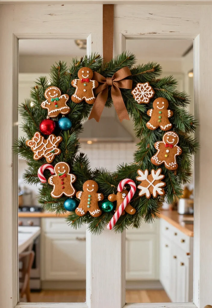 16 Gingerbread Kitchen Decor Ideas With Sweet Holiday Charm - 7. Gingerbread-Inspired Holiday Wreaths 1