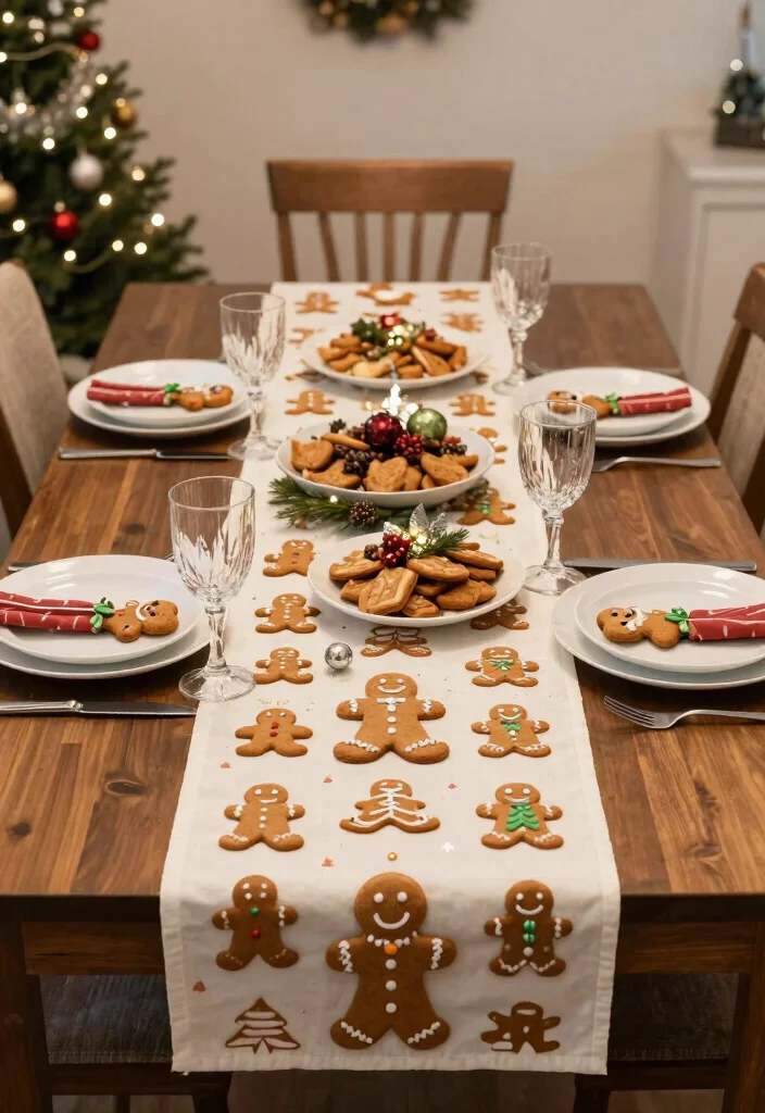 16 Gingerbread Kitchen Decor Ideas With Sweet Holiday Charm - 9. Festive Gingerbread Table Runner 1