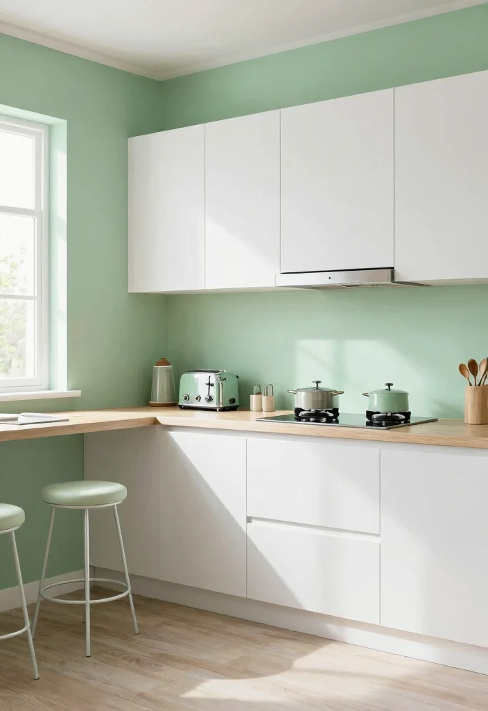 16 Green Kitchen Walls White Cabinets Ideas With Fresh Contrast 11 16 Green Kitchen Walls White Cabinets Ideas With Fresh Contrast - 11. Pistachio Green for a Retro Feel 1