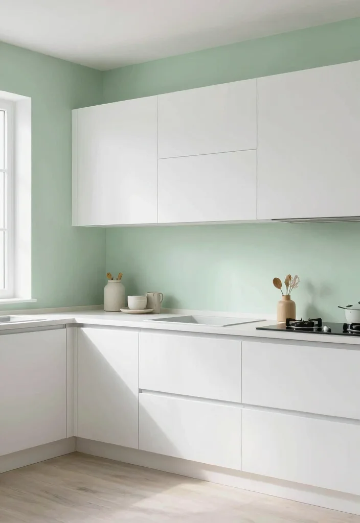 16 Green Kitchen Walls White Cabinets Ideas With Fresh Contrast 13 16 Green Kitchen Walls White Cabinets Ideas With Fresh Contrast - 13. Pastel Green for a Subtle Touch 1