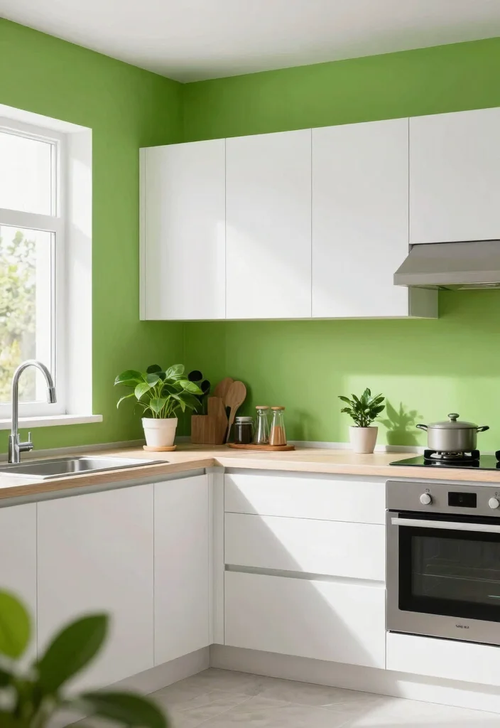 16 Green Kitchen Walls White Cabinets Ideas With Fresh Contrast 14 16 Green Kitchen Walls White Cabinets Ideas With Fresh Contrast - 14. Grass Green Accents for a Vibrant Boost 1
