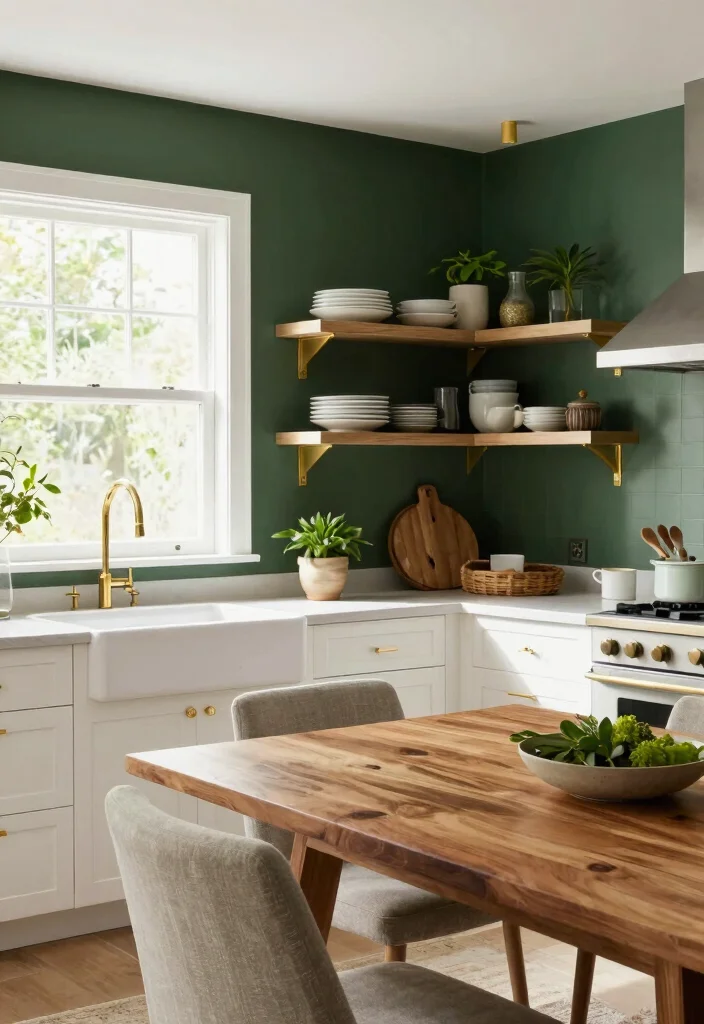 16 Green Kitchen Walls White Cabinets Ideas With Fresh Contrast 2 16 Green Kitchen Walls White Cabinets Ideas With Fresh Contrast - 2. Deep Forest Green for a Bold Statement 1