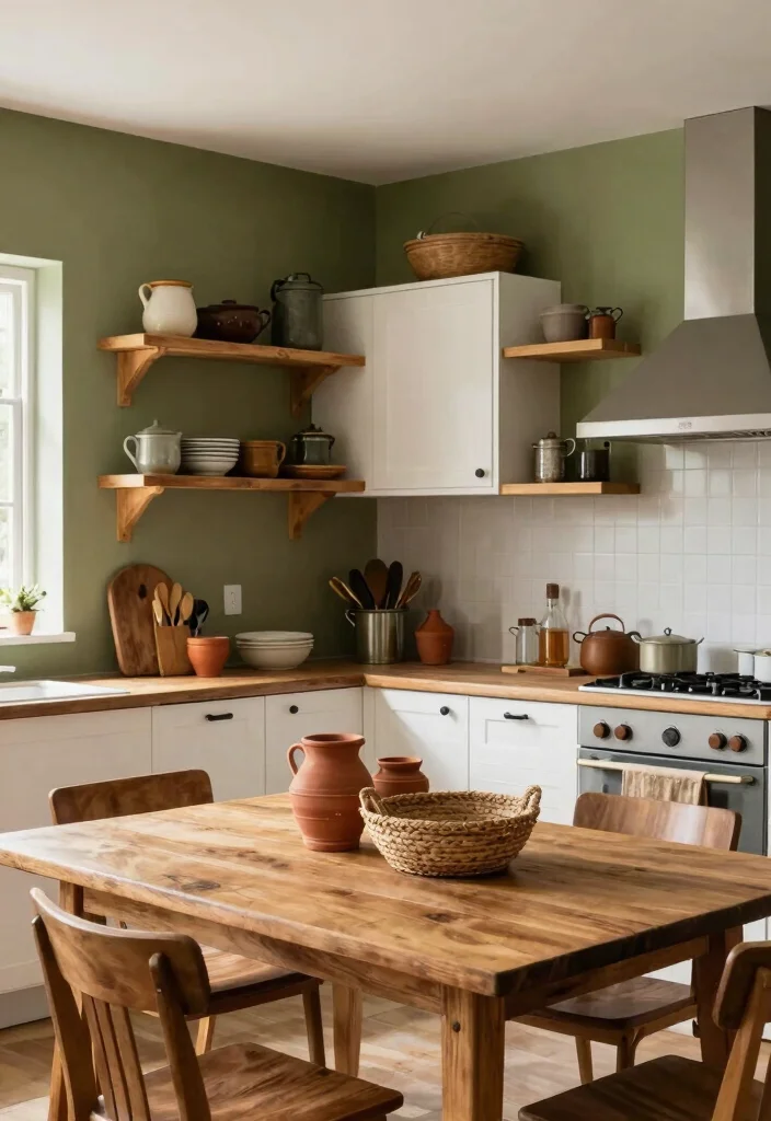 16 Green Kitchen Walls White Cabinets Ideas With Fresh Contrast 4 16 Green Kitchen Walls White Cabinets Ideas With Fresh Contrast - 4. Olive Green for a Rustic Charm 1