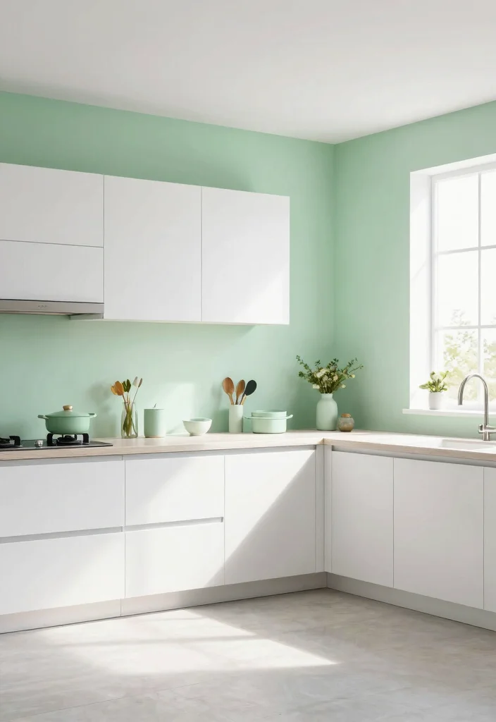16 Green Kitchen Walls White Cabinets Ideas With Fresh Contrast 8 16 Green Kitchen Walls White Cabinets Ideas With Fresh Contrast - 8. Light Green Accents for a Fresh Update 1